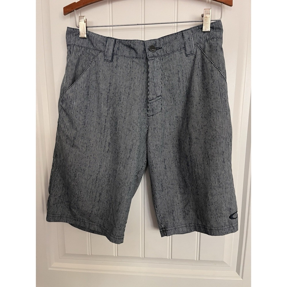 Oakley Golf Shorts Mens 30 Blue Gray Pinstripe Performance Stretch Flat 250